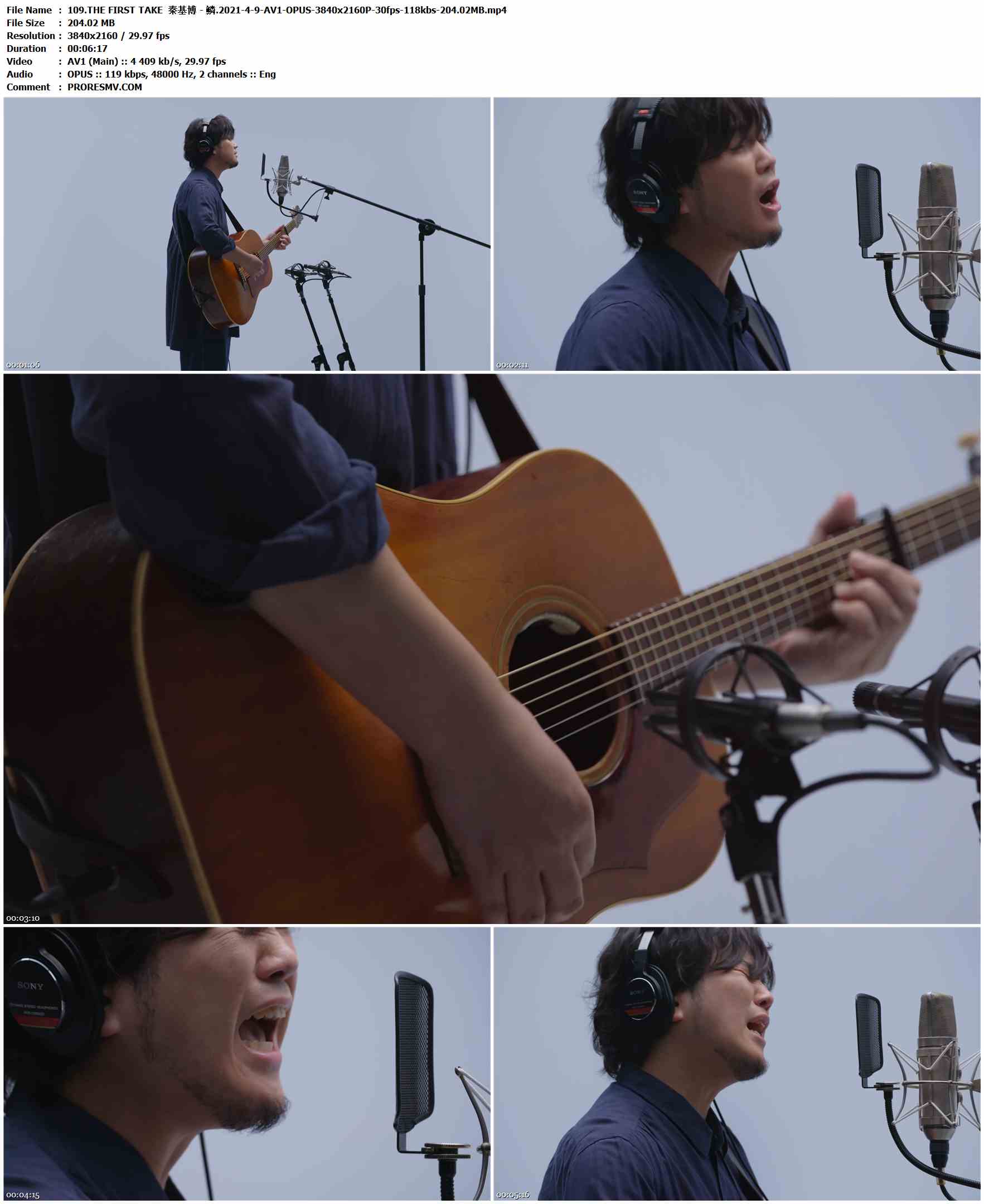 109.THE FIRST TAKE  秦基博 - 鳞.2021-4-9-AV1-OPUS-3840x2160P-30fps-118kbs-204.02MB官方MV_高清MV